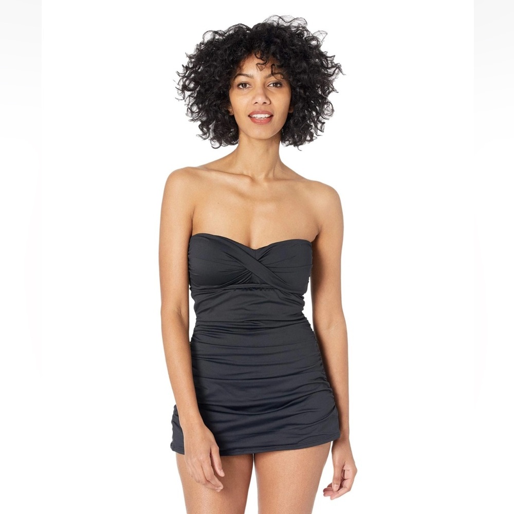 Jantzen Women’s Vamp Twist Bandeau One-Piece Black Swimsuit - Size 6